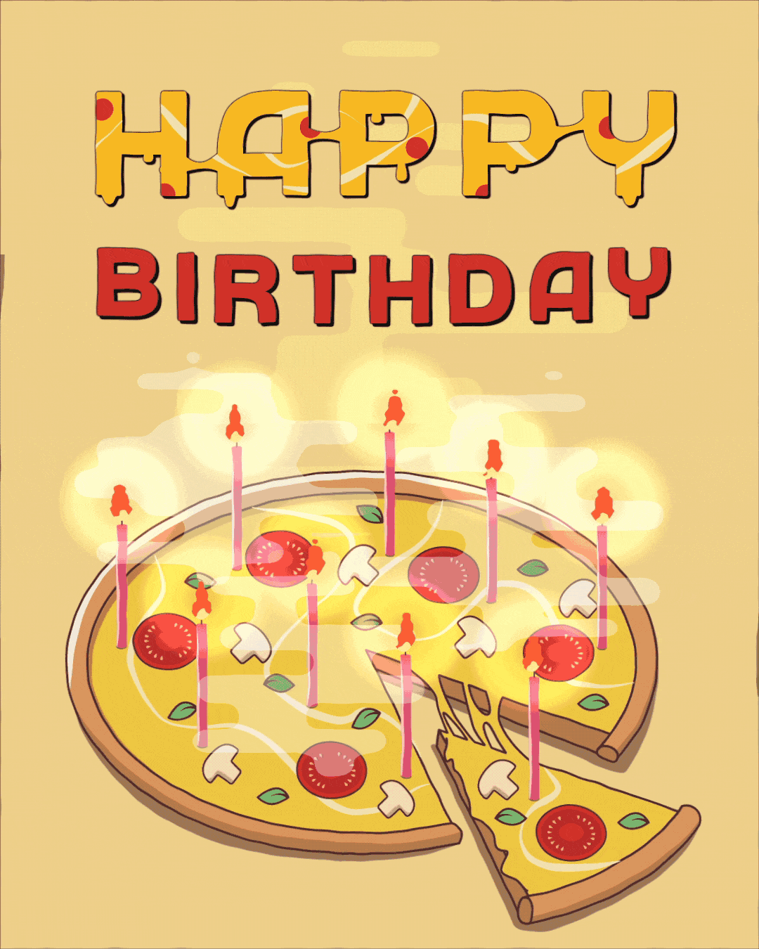 Birthday Pizza with Candles Animated Images and GIFs | Birthdayyou.com