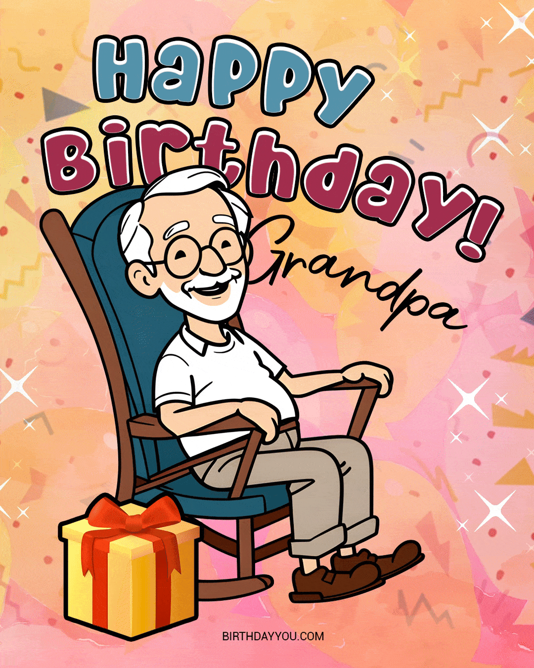 Cute Happy Birthday Grandpa, image size:1080x1350