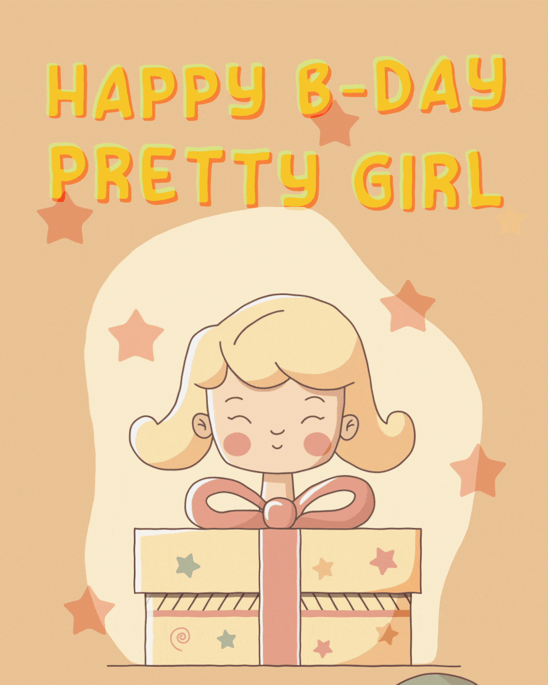 cute girl happy birthday cartoon