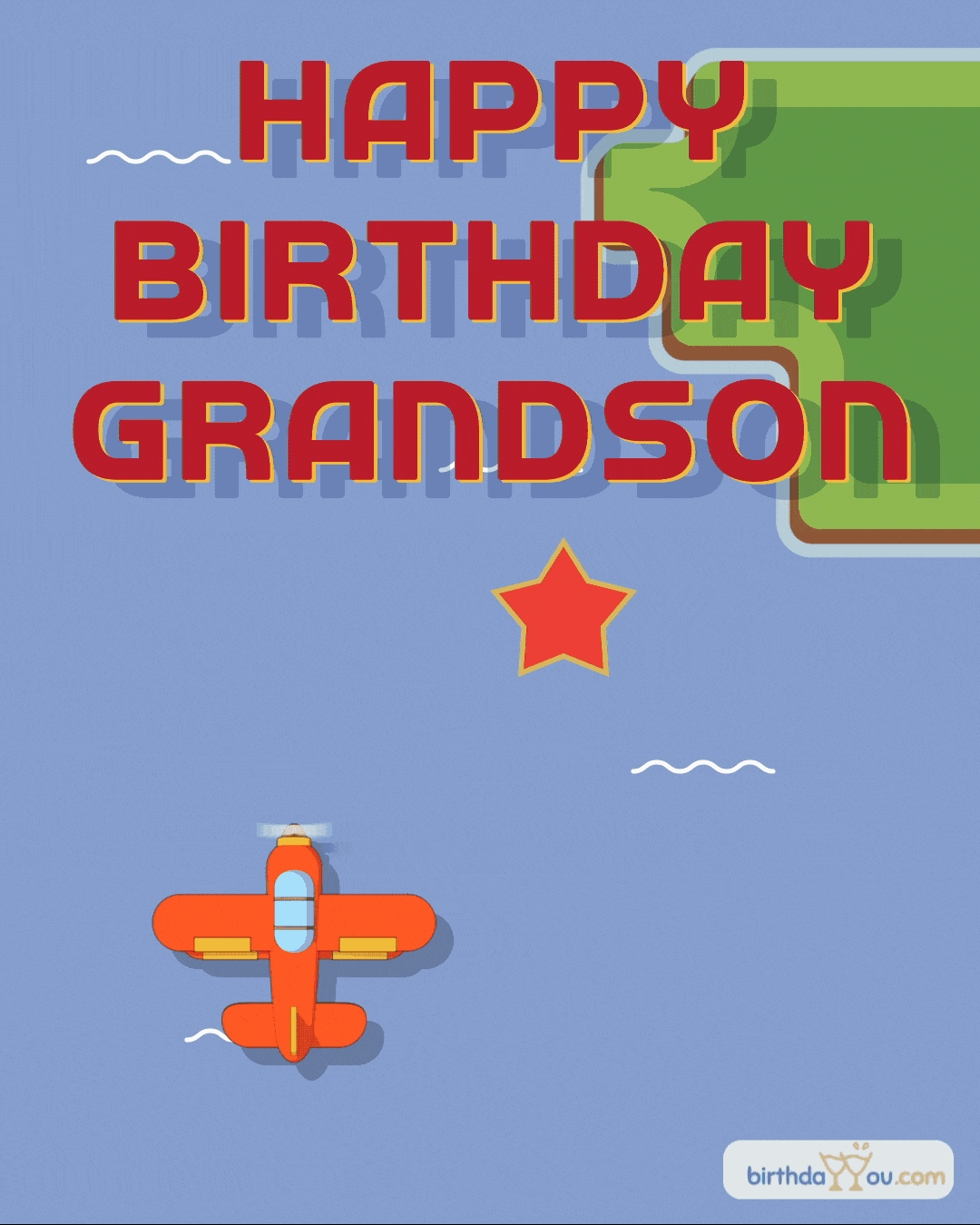 Happy Birthday Grandson with Airplane - birthdayyou.com