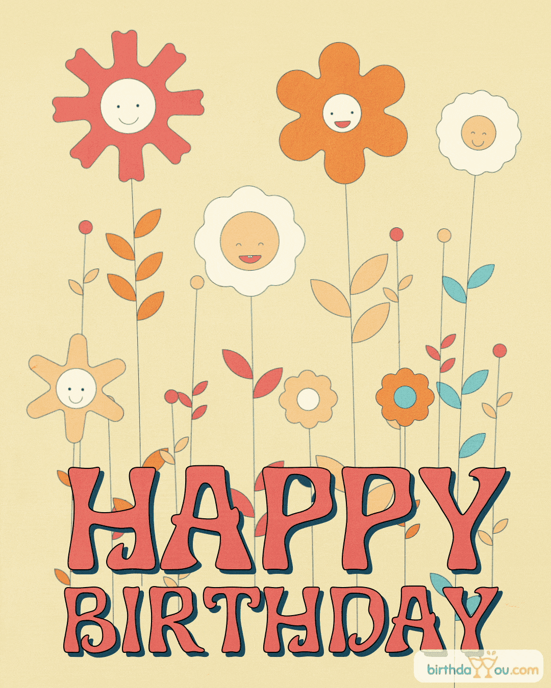 happy birthday animated flowers