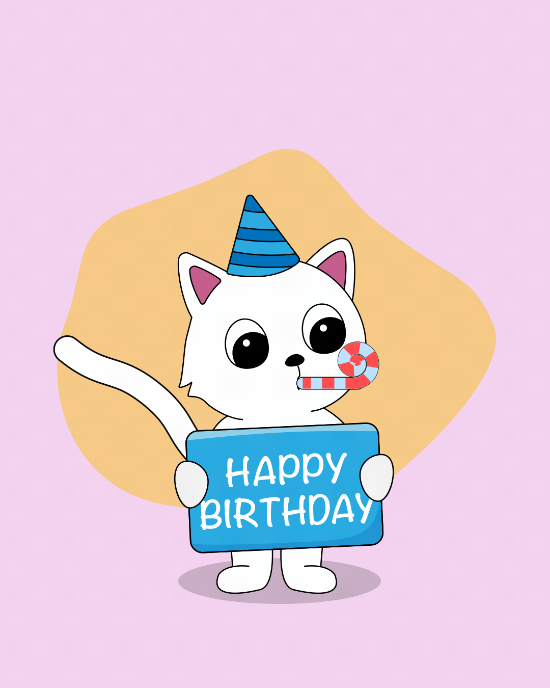 Happy Birthday With Funny White Cat Animated Images And GIFs