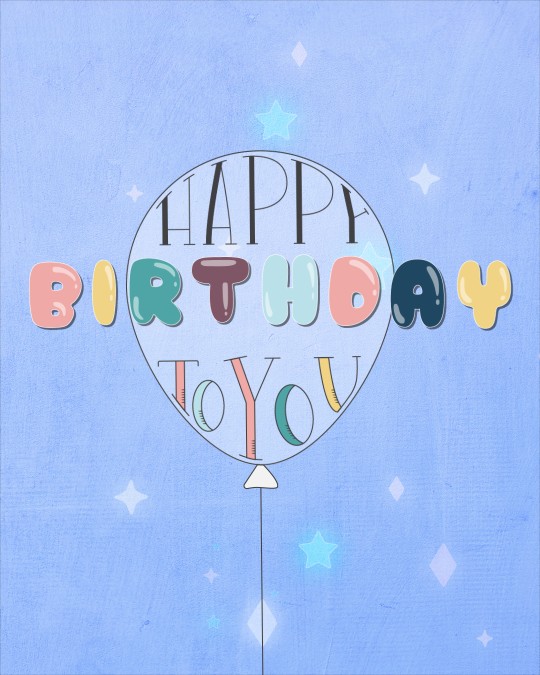 Blue Happy Birthday with Balloon - birthdayyou.com Blue Happy Birthday with Balloon - birthdayyou.com